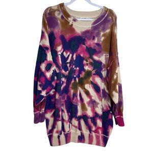 Natural Life Taylor Oversized Purple/Magenta Tie Dye Cotton Sweater Sz S/Med